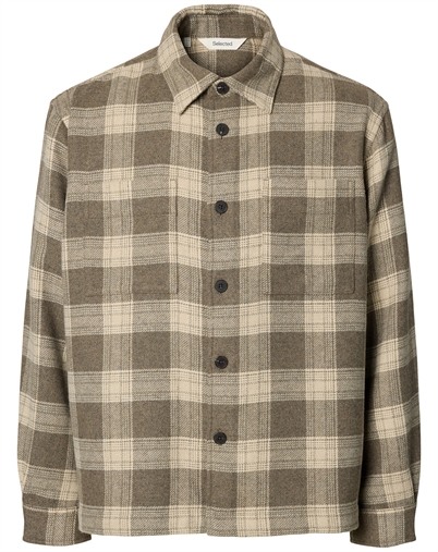 Selected - SLMole Pablo Wool Blend Overshirt - Oatmeal/Walnut